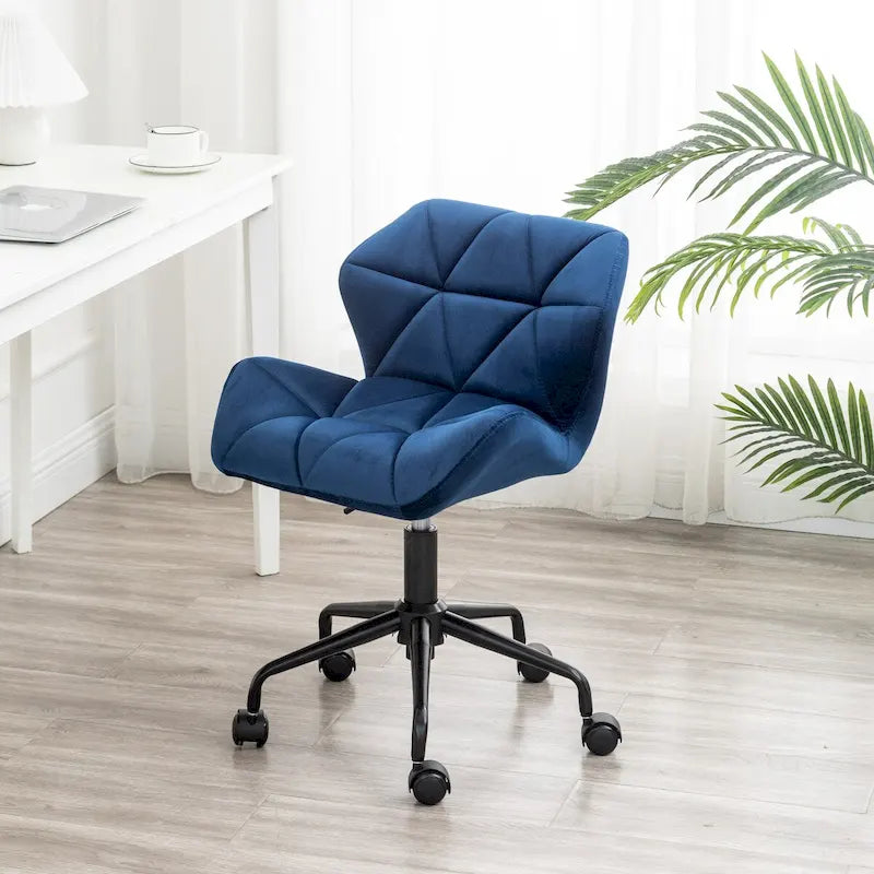 Chaise de bureau pivotante en velours capitonné avec vérin à gaz