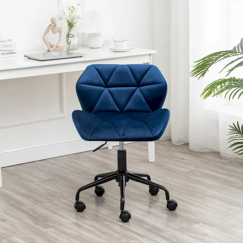 Chaise de bureau pivotante en velours capitonné avec vérin à gaz