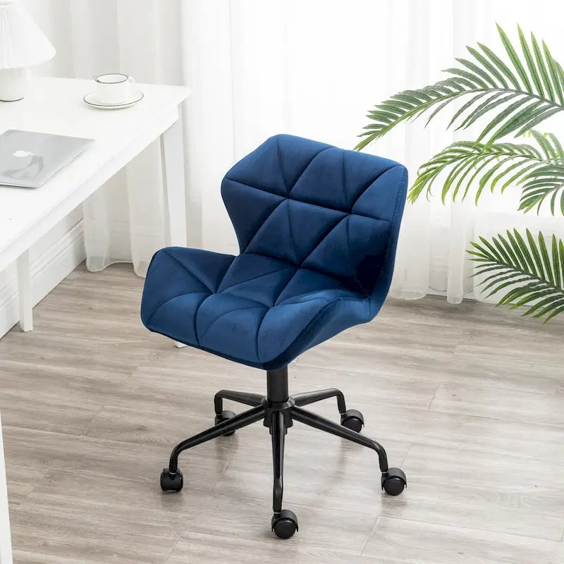 Chaise de bureau pivotante en velours capitonné avec vérin à gaz