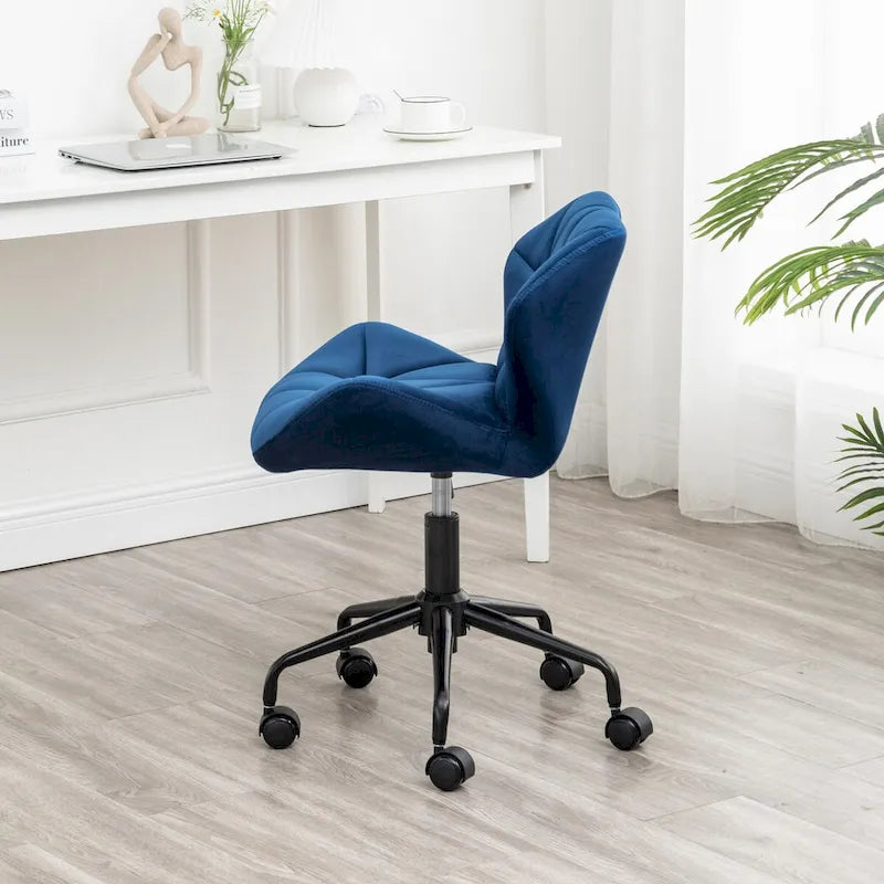Chaise de bureau pivotante en velours capitonné avec vérin à gaz