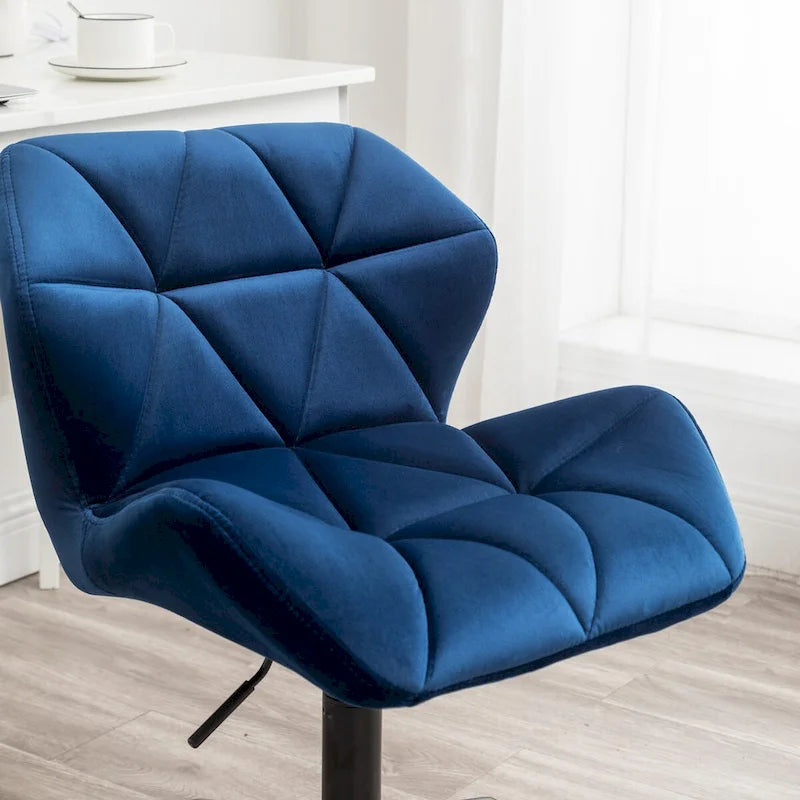 Chaise de bureau pivotante en velours capitonné avec vérin à gaz