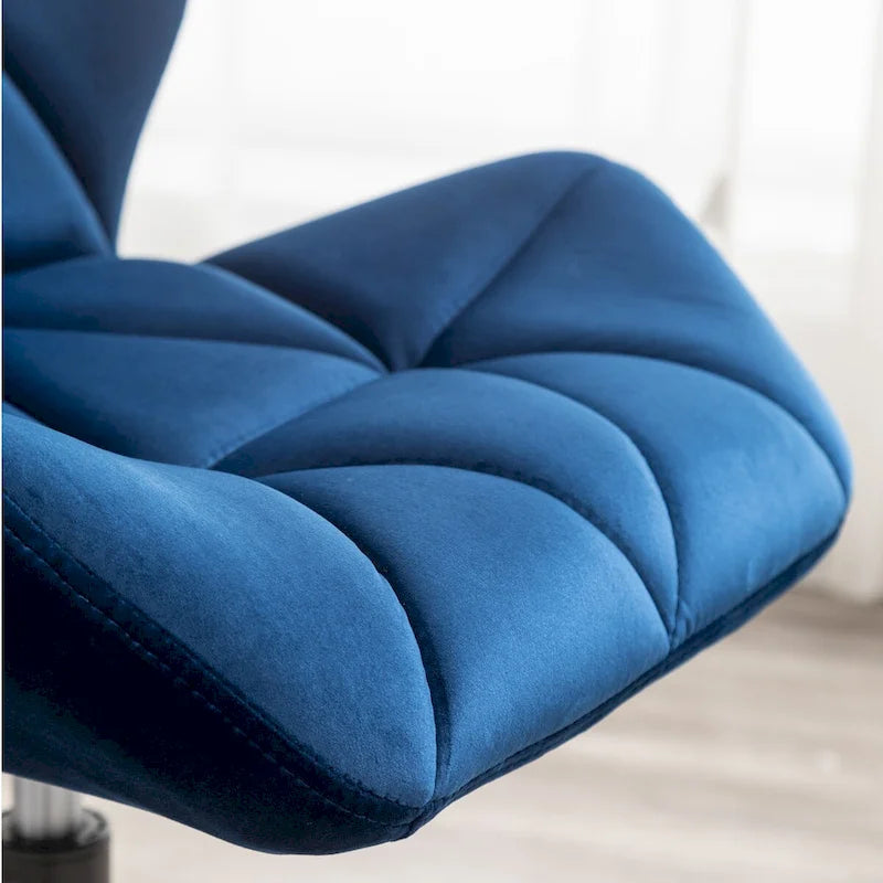 Chaise de bureau pivotante en velours capitonné avec vérin à gaz
