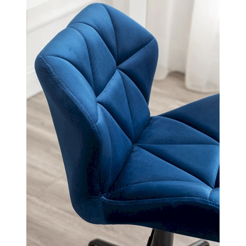 Chaise de bureau pivotante en velours capitonné avec vérin à gaz