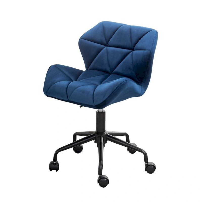 Chaise de bureau pivotante en velours capitonné avec vérin à gaz