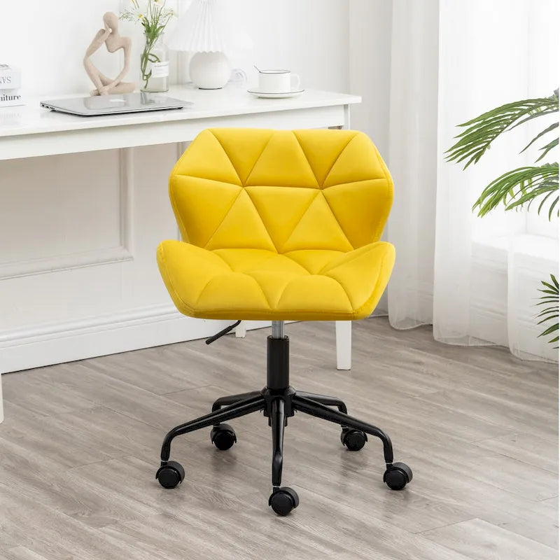 Chaise de bureau pivotante en velours capitonné avec vérin à gaz
