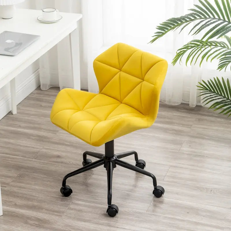 Chaise de bureau pivotante en velours capitonné avec vérin à gaz