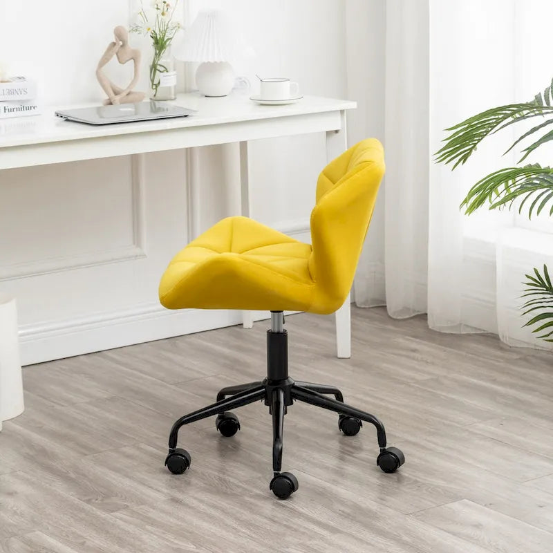 Chaise de bureau pivotante en velours capitonné avec vérin à gaz