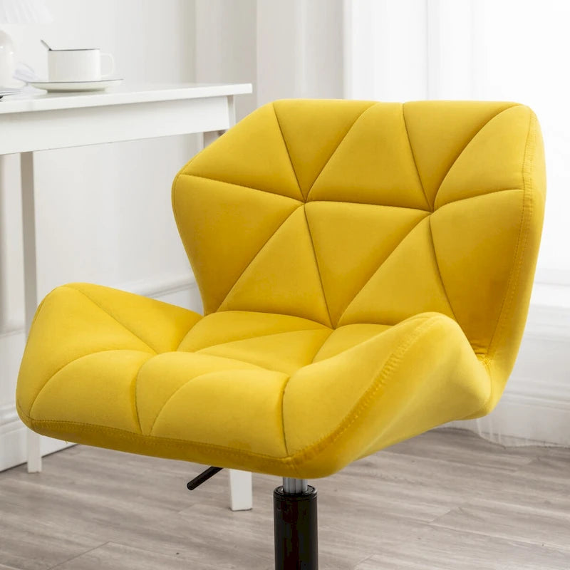 Chaise de bureau pivotante en velours capitonné avec vérin à gaz