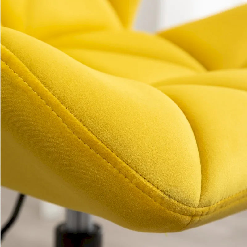 Chaise de bureau pivotante en velours capitonné avec vérin à gaz
