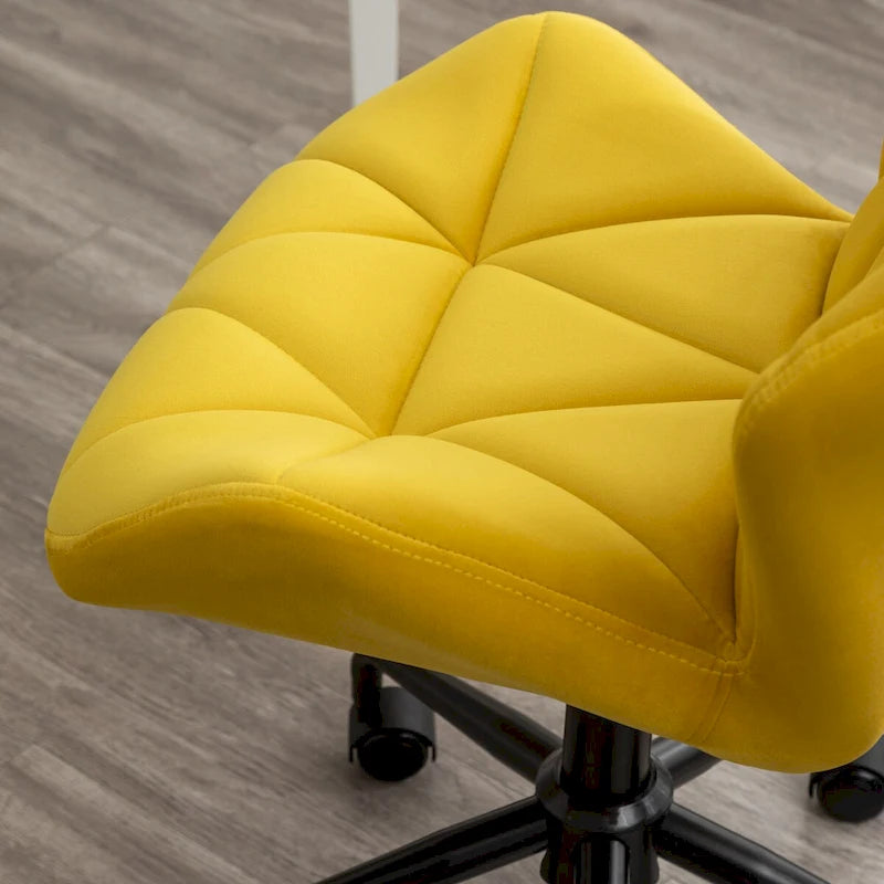 Chaise de bureau pivotante en velours capitonné avec vérin à gaz