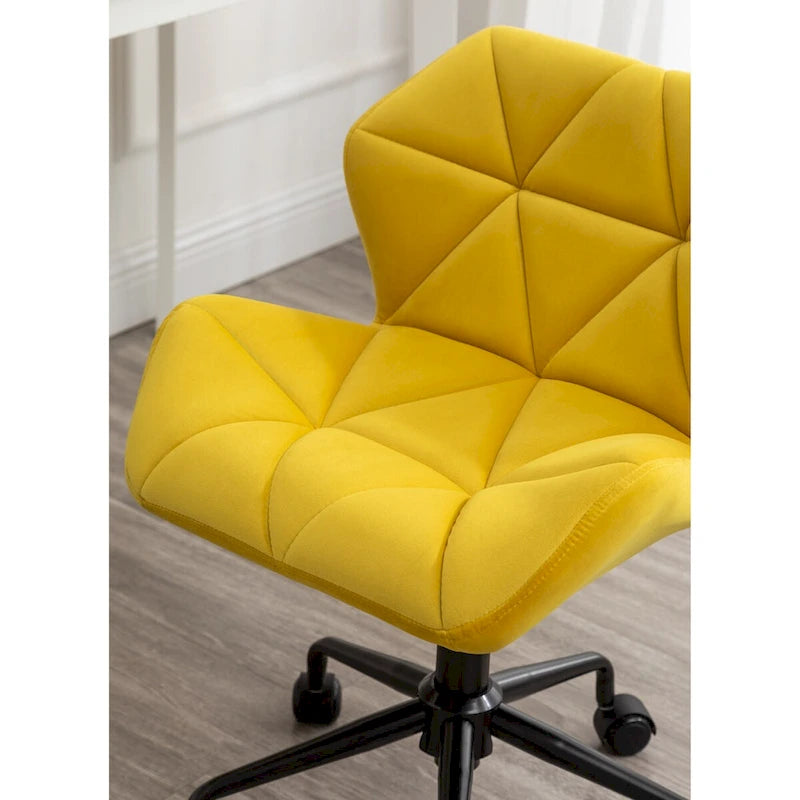Chaise de bureau pivotante en velours capitonné avec vérin à gaz