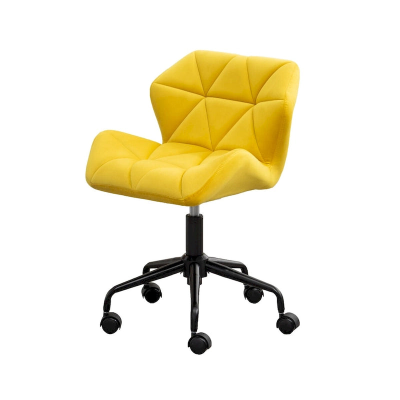 Chaise de bureau pivotante en velours capitonné avec vérin à gaz
