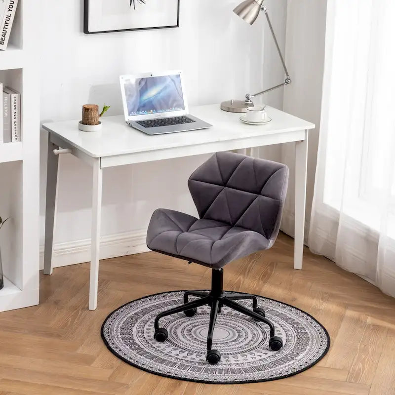 Chaise de bureau pivotante en velours capitonné avec vérin à gaz
