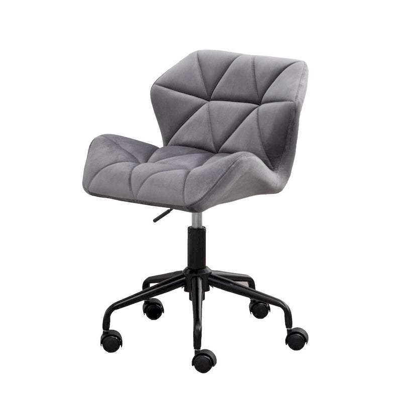 Chaise de bureau pivotante en velours capitonné avec vérin à gaz
