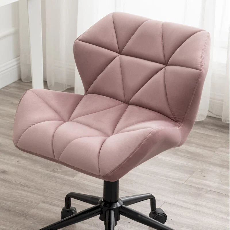 Chaise de bureau pivotante en velours capitonné avec vérin à gaz