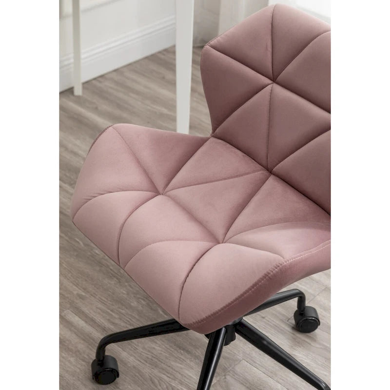 Chaise de bureau pivotante en velours capitonné avec vérin à gaz