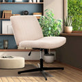 Chaise de bureau pivotante sans accoudoirs à dossier capitonné à larges canaux - Compatible avec la position jambes croisées