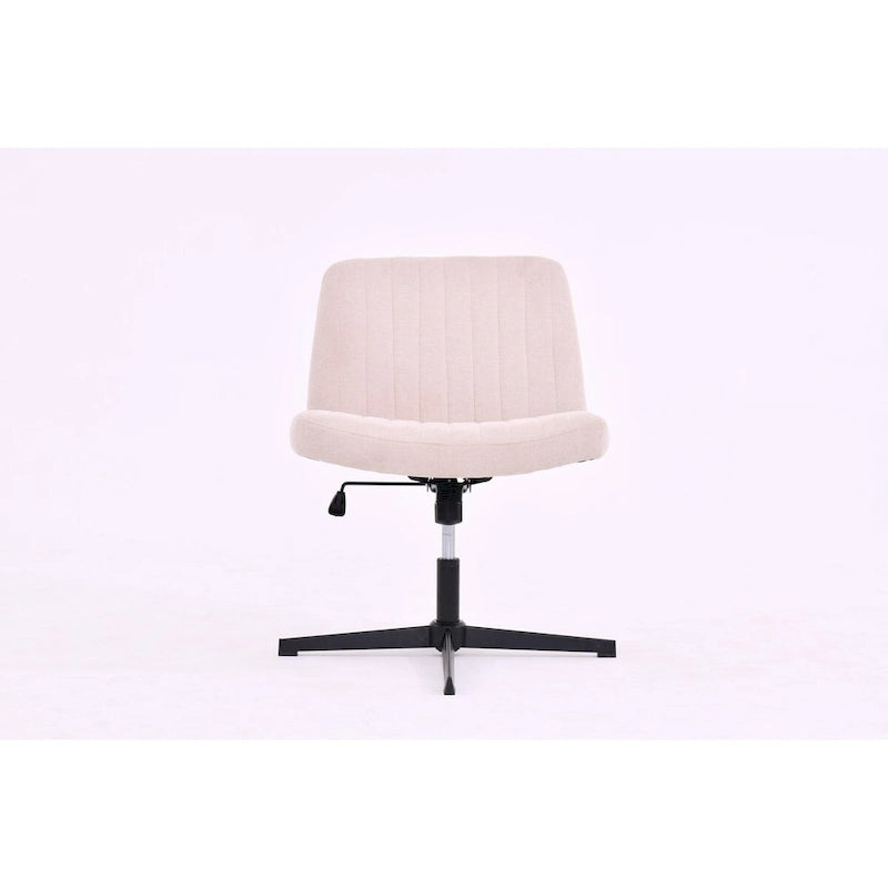 Chaise de bureau pivotante sans accoudoirs à dossier capitonné à larges canaux - Compatible avec la position jambes croisées