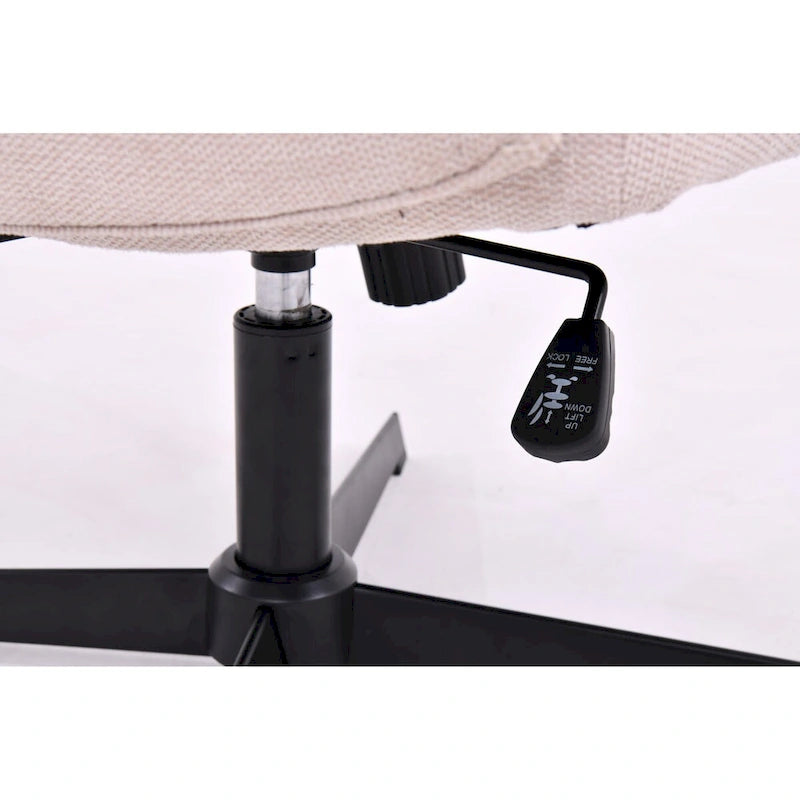 Chaise de bureau pivotante sans accoudoirs à dossier capitonné à larges canaux - Compatible avec la position jambes croisées
