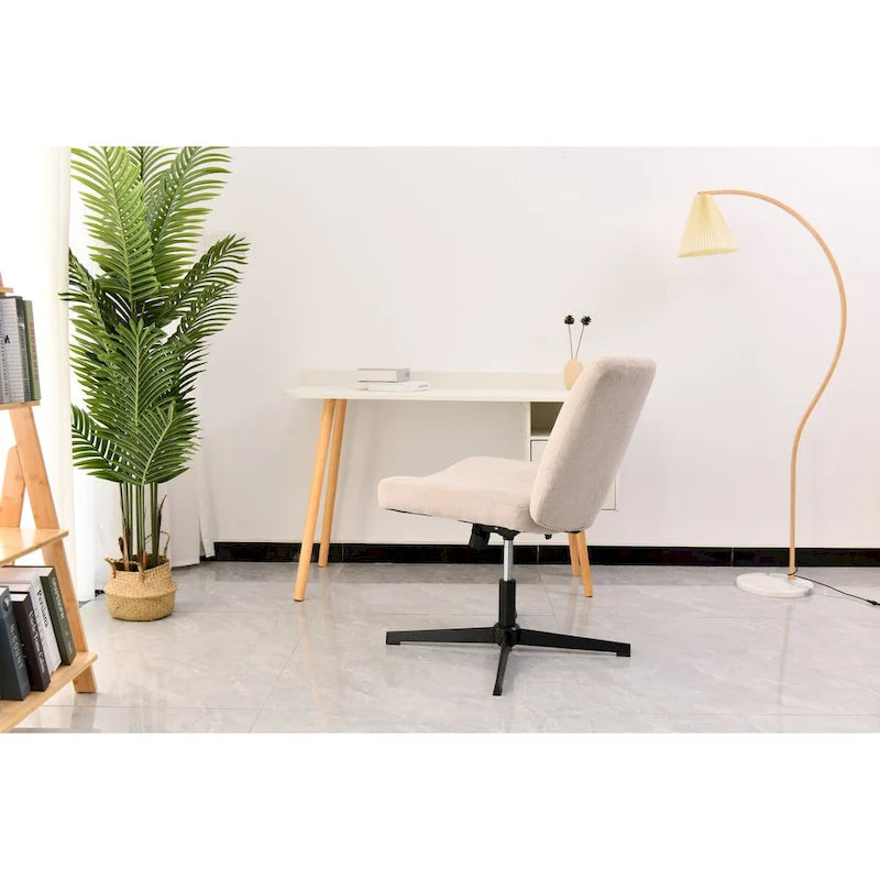 Chaise de bureau pivotante sans accoudoirs à dossier capitonné à larges canaux - Compatible avec la position jambes croisées