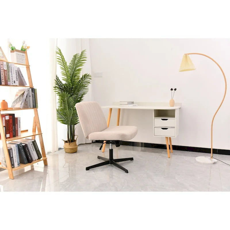 Chaise de bureau pivotante sans accoudoirs à dossier capitonné à larges canaux - Compatible avec la position jambes croisées
