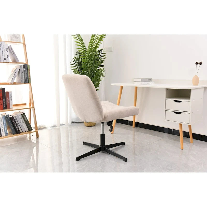 Chaise de bureau pivotante sans accoudoirs à dossier capitonné à larges canaux - Compatible avec la position jambes croisées