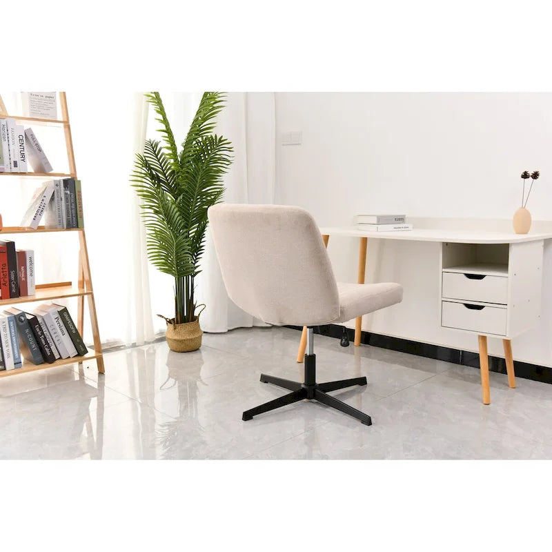 Chaise de bureau pivotante sans accoudoirs à dossier capitonné à larges canaux - Compatible avec la position jambes croisées